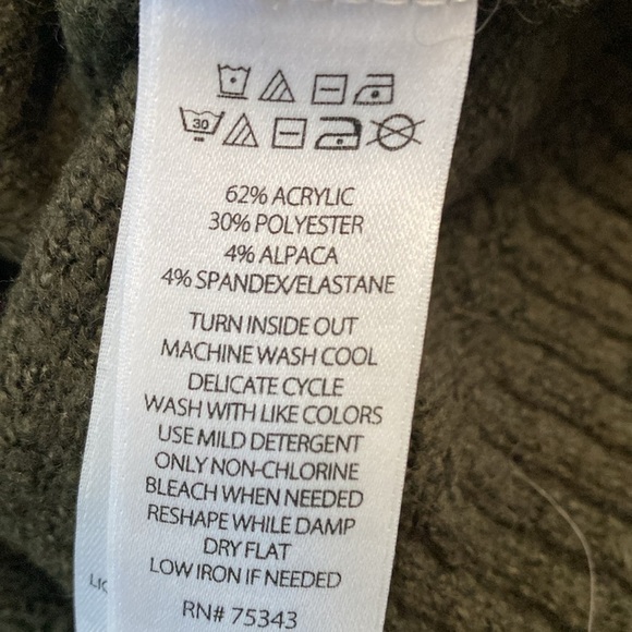 WILLIAM RAST Alpaca blend Cowl Neck Sweater Womens M knit dark green oversized - Picture 10 of 10